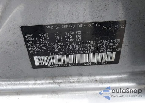 2019 Subaru Impreza Premium from USA, damaged, VIN 4S3GKAC61K3623336